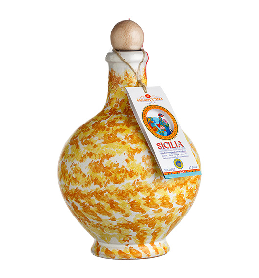 Natives Olivenöl extra im Tonkrug gelb